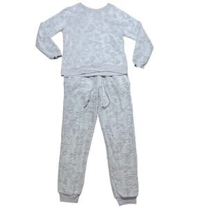Peanuts Snoopy Sweatpants Sweatshirt Pajama Set Youth Small Gray Soft Comfy